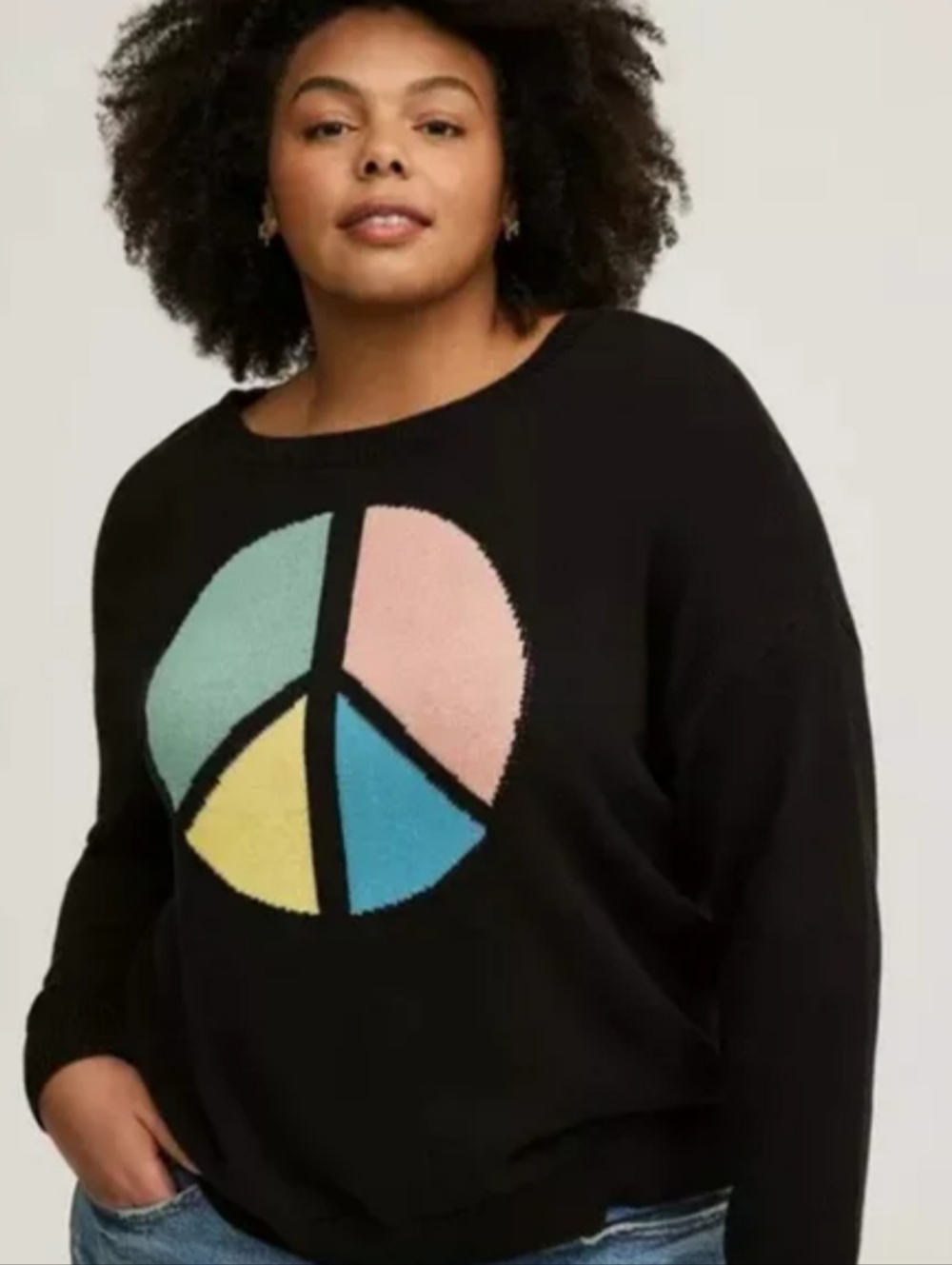 TORRID Peace Sign Cotton Blend Sweater NWT Sz M/L